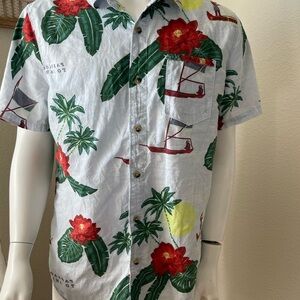 Roark Revival Hawaiian Button Down Floral Shirt Size Large